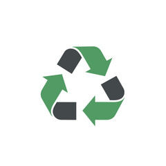 Obraz premium Green and gray recycle symbol with triangular arrow shapes on a white backdrop. Concept for eco-friendly initiatives, environmental sustainability and waste management practices