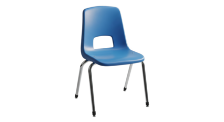 Blue Plastic School Chair With Metal Legs