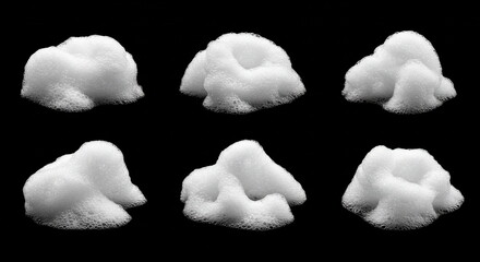 White Foam Isolated on Black Background