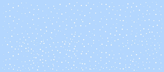 Vector illustration of an elegant panoramic blue background filled with snowflakes, ideal for Christmas cards, seasonal patterns and festive graphic designs
