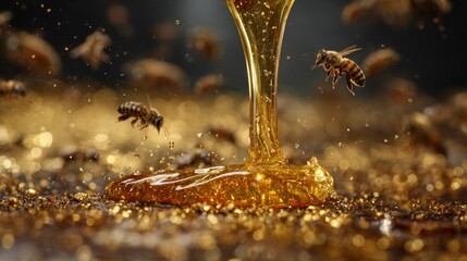 Honey dripping busy bees