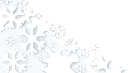 Abstract Winter Snowflakes Layers on White Backdrop for Seasonal Design and Festive Holiday Backgrounds