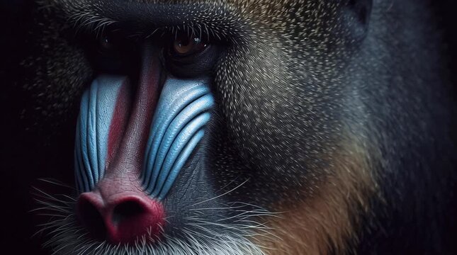closeup on face of mandrill