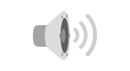 Stylized loudspeaker symbol emanating waves representing amplified sound or audible notification icon isolated on white backdrop