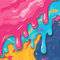 Naklejka premium Vibrant abstract painted background with dripping colorful textured paint art
