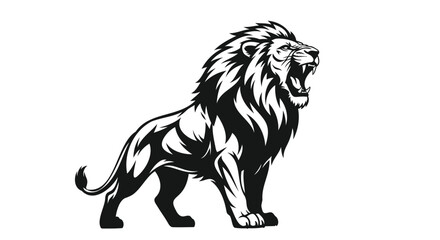 Obraz premium Lion roaring silhouette animal illustration vector, lion vector illustration