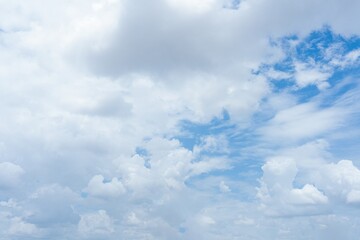 Blue Sky with Fluffy White Cumulus Clouds High resolution image of a partly cloudy sky