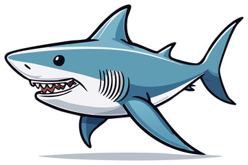 Obraz premium Stylized Blue Shark Illustration with Sharp Teeth and Wide Gape