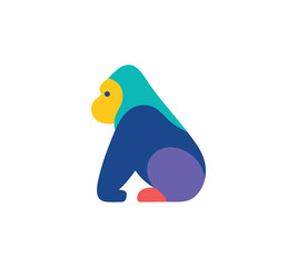 Colorful Geometric Gorilla Illustration in Modern Flat Style