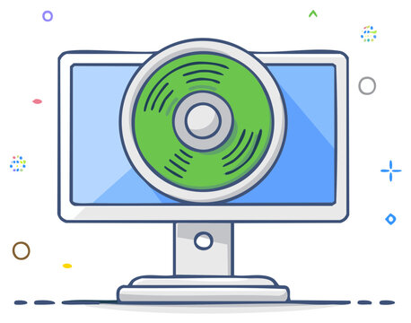 computer monitor with green cd clip art preview
