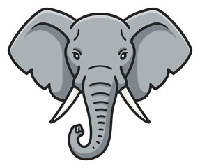 Fototapeta premium Elephant head ideal for childrens books, nursery decor, and educational materials. Playful, cute, and fun design for various projects.