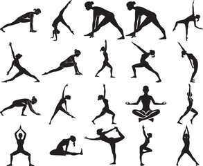  Yoga Silhouette Set – Poses, Asanas and Meditation Icons