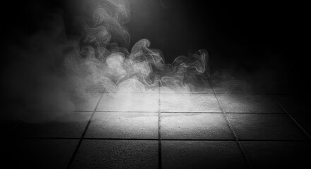 Smoky clouds and mist create a light in the dark sky