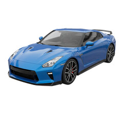 A vibrant blue sports car, showcasing sleek design and aerodynamic curves, is captured against a plain backdrop, emphasizing its modern aesthetic and powerful presence.