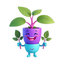 Happy Potted Plant Cartoon Character