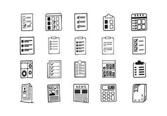 Fototapeta premium Documents and Checklist Icons, Forms, Reports, News, Office Paperwork, Organization