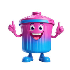 Cheerful Trash Can Cartoon Character