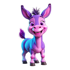 Adorable Purple Donkey Cartoon Character