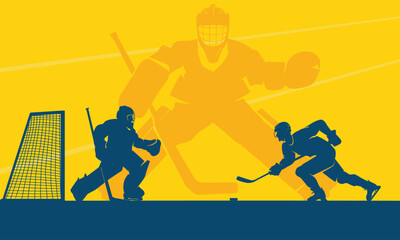 Premium Illustration of Ice Hockey players playing together best for your digital graphic and print	