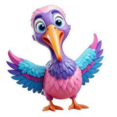 Cheerful Cartoon Bird with Colorful Wings