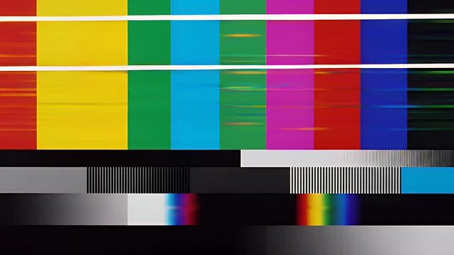Retro TV Test Pattern No Signal Glitch Effect