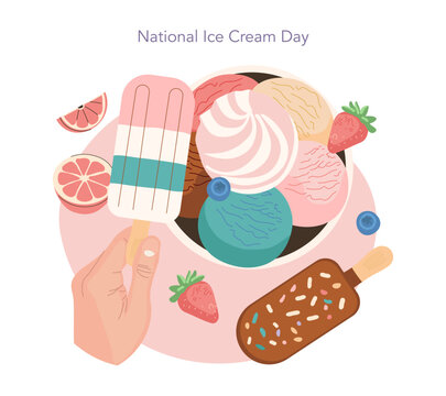 National Ice Cream Day Celebration Vector Illustration