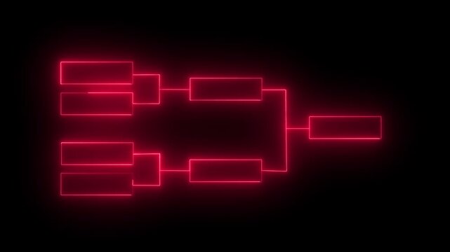 4 team tournament bracket championship template flat style design neon light isolated on black background. Championship bracket schedule for soccer, football, basketball, baseball or tennis