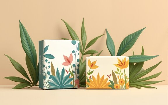 D illustration and eco-friendly design are incorporated into the packaging of organic soap. High quality