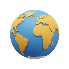 A vibrant depiction of our planet, showcasing continents in a warm hue against a cool blue backdrop, symbolizing global unity and environmental awareness, ideal for educational content.