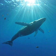 Fototapeta premium Humpback whale swimming underwater