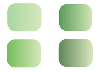 Four green gradient rounded rectangular shapes for modern graphic design, UI elements, web buttons, and fresh digital backgrounds, offering a clean, natural aesthetic