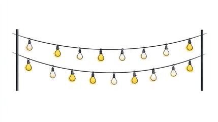 String lights with bulbs hanging from a pole.