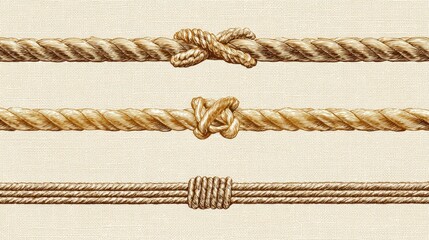 Hand-drawn illustrations of different types of ropes with knots.