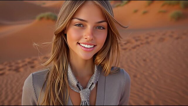 Beautiful Woman on a Desert Trek
