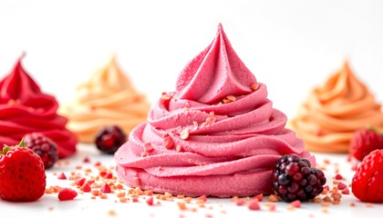 Close-up of colorful soft serve ice cream swirls