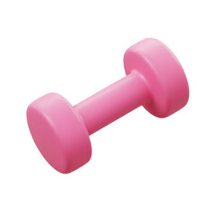 A vibrant pink dumbbell, rendered in a style, rests against a stark black backdrop, showcasing its smooth, rounded form and highlighting its use in fitness.