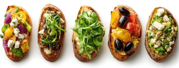 Assorted Bruschetta Toppings on Toasted Bread (1)