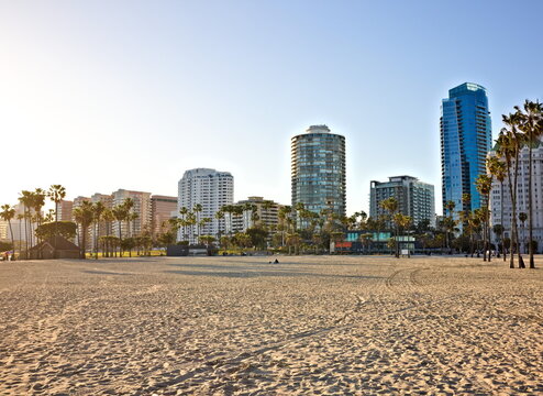 Long Beach skyline from the main beach