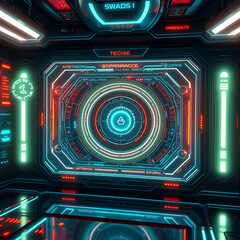 Futuristic Tech Interface with Neon Highlights