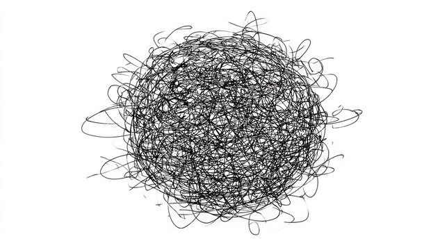 A tangled, chaotic sketch of lines.