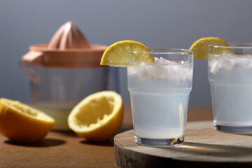 Lemonade freshly squeezed in glasses