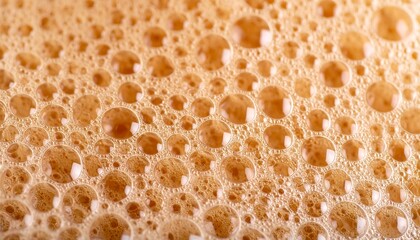 Close-up view of a textured surface of foamy bubbles, showcasing a complex pattern of round shapes.