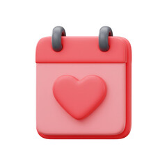 A charming rendering showcases a calendar adorned with a vibrant red heart, symbolizing love and affection, perfect for romantic occasions and special dates.