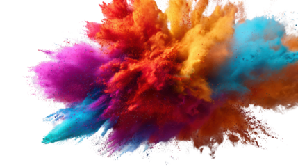 Vibrant explosion of colored powder on a black background representing creativity and energy.