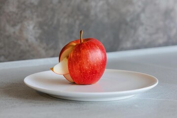 red apple on a wooden table