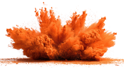 Vivid orange explosion on white background, showcasing dynamic movement and vibrant color.