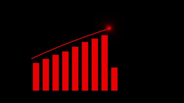 Market Recovery Concept. Successful growth trend blue line graph going Up. Business graph chart with growing business concept. Abstract decreasing business graph chart animation background.