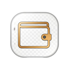 Wallet Icon:  Gold and White App Design Element for Finance, Banking, and Payment Applications