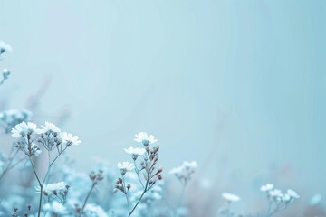 blue flowers in snow