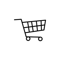Simple hand drawn outline of a shopping cart icon representing commerce and online shopping vector
